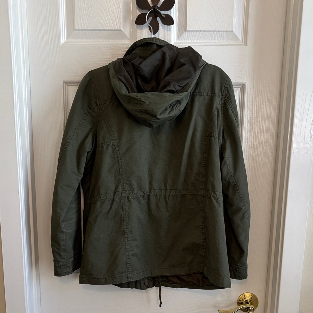 Urban Retro Army Green 100% Cotton Utility Jacket Lots of Pockets Size Large EUC - Picture 5 of 10